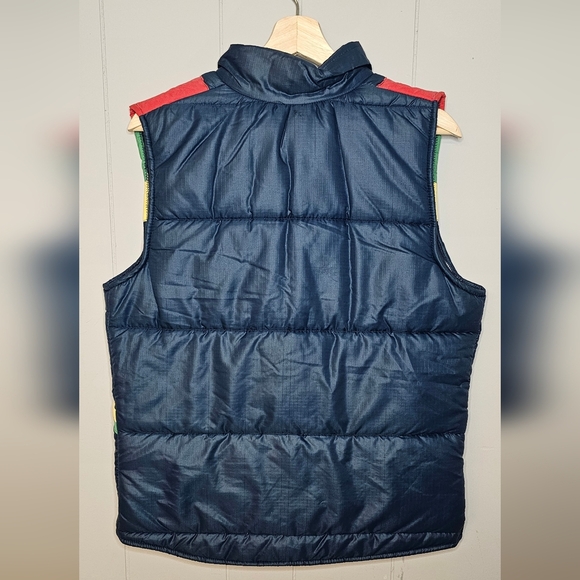 70s Vintage Troy Navy Color Block Puffer Vest, Womens Petite Large - Picture 7 of 11